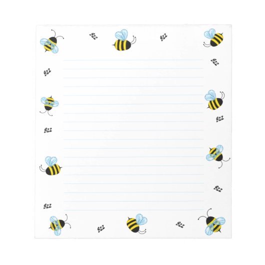 Fröhliche Buzzing Bienen reguliert Notizblock (Vorderseite)