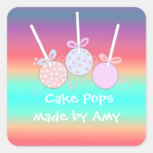 Fröhliche Cake Pops Quadratischer Aufkleber (Vorderseite)