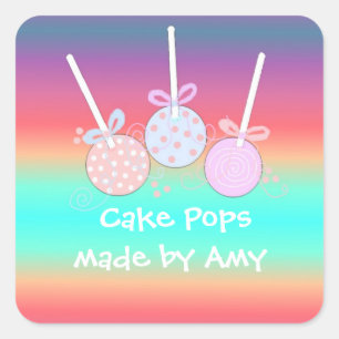 Fröhliche Cake Pops Quadratischer Aufkleber