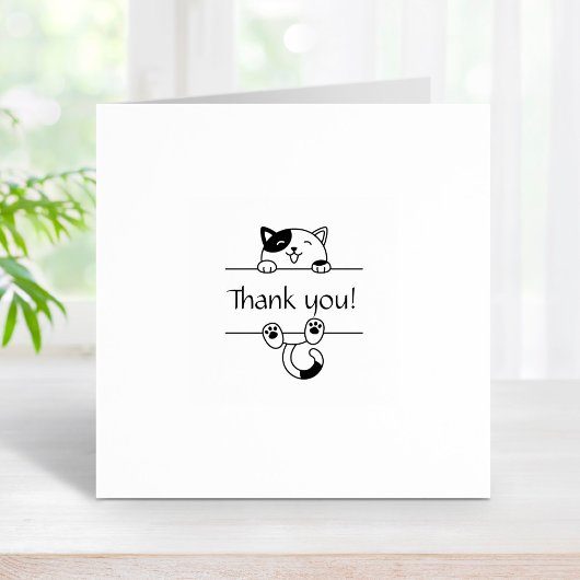 Fröhliche Calico Cat Peeking Vielen Dank 1x1 Gummistempel