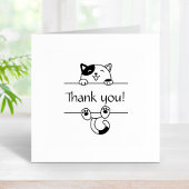 Fröhliche Calico Cat Peeking Vielen Dank Gummistempel