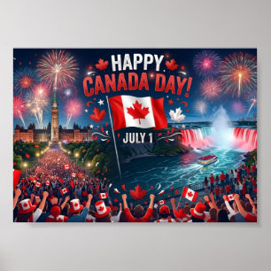 Fröhliche Canada Day-Feierlichkeiten Feuerwerk Poster
