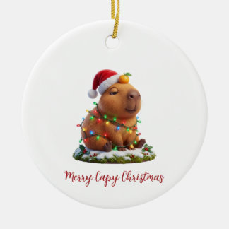 Fröhliche Capy Weihnachten Unbeeindrucktes Capybar Keramik Ornament