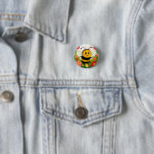 Fröhliche Cartoon Bee umgeben von hellen Blume Button (Beispiel)
