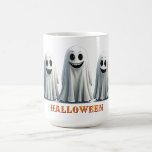Fröhliche Cartoon-Geistergruppe Halloween-Spaßnach Kaffeetasse