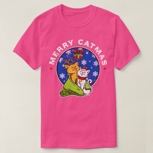 Fröhliche Catmas Niedlich Cats Weihnachten T-Shirt (Design vorne)