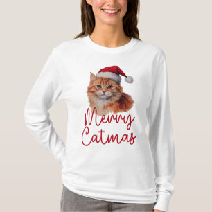 Fröhliche Catmas Niedliche Weihnachtskatze Womens T-Shirt
