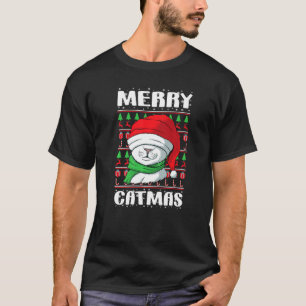Fröhliche Catmas Weihnachten Hässliche Xmas Katze T-Shirt