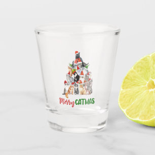 Fröhliche Catmus Katzenliebhaber Weihnachtsfeier Schnapsglas