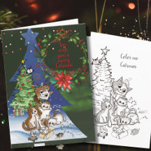Fröhliche Catsmas-Familien-Weihnachtskarte, Color