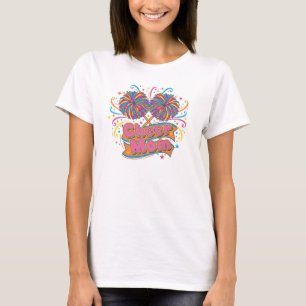 Fröhliche Cheer Mom Pom-Poms Lebendiger Spieltag T-Shirt