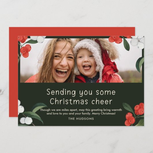 Fröhliche Cherries Foto Weihnachtskarte Einladung (Vorne/Hinten)