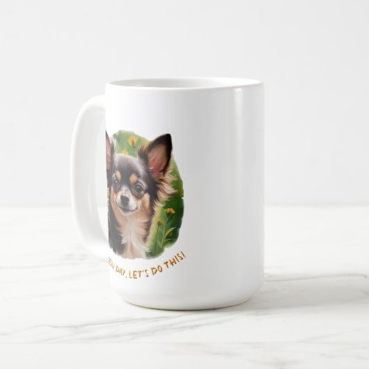 Fröhliche Chihuahua-Tasse für helle Morgens Kaffeetasse (Vorderseite Links)