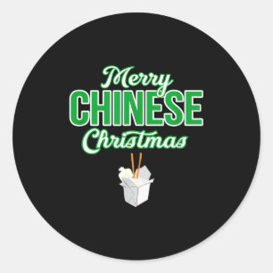 Fröhliche chinesische Weihnachten Xmas lustiges Re Runder Aufkleber