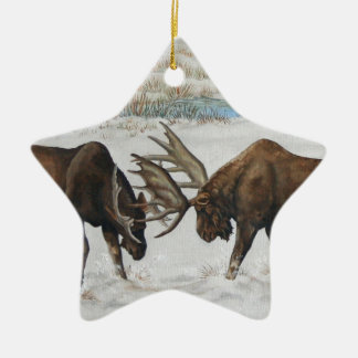 Fröhliche Chrismoose Stier Elch-Tier-Kunst Keramik Ornament