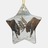Fröhliche Chrismoose Stier Elch-Tier-Kunst Keramik Ornament (Links)