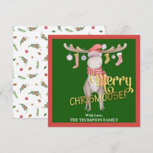 Fröhliche ChrisMoose-Watercolor-Weihnachten Karte