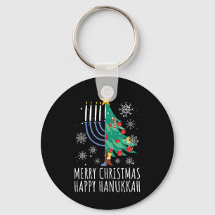 Fröhliche Chrismukkah Frohe Weihnachten Chanukka Schlüsselanhänger