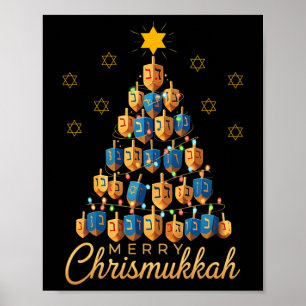 Fröhliche Chrismukkah Glückliches Chanukka Dreidel Poster