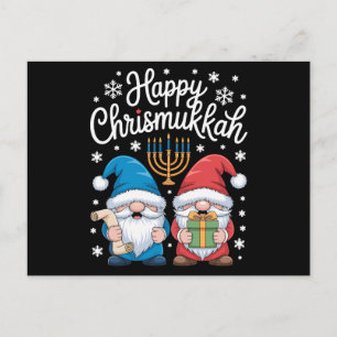Fröhliche Chrismukkah Gnome Menora Chanukka Xmas Feiertagspostkarte