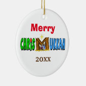 Fröhliche Chrismukkah Krippen-Verzierung fertigen Keramik Ornament (Rechts)