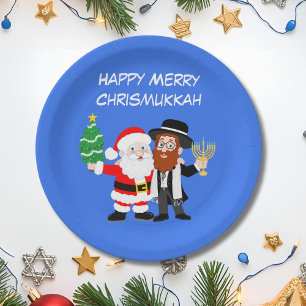 Fröhliche Chrismukkah-Santa-trifft-Rabbi-Party  Pappteller