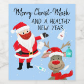 Fröhliche Christ-Maske und eine gesunde Neujahrska Weinetikett (Einzelnes Label)