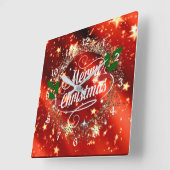 Fröhliche Christmans, Glitzer und Glanz, Quadratische Wanduhr (Winkel)
