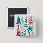 Fröhliche Christmastime Bäume Button (Vorne & Hinten)