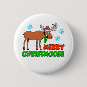 Fröhliche Christmoose Lustiger Urlaubswortwitz Button