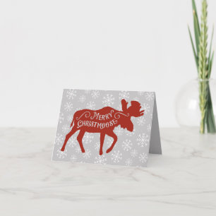 Fröhliche Christmoose rote Feiertagskarte