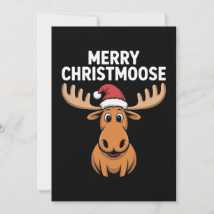 Fröhliche Christmoose Weihnachten Elch Santa Hut X Einladung