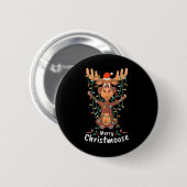 Fröhliche Christmoose Weihnachten Elch Xmas Baumli Button (Vorne & Hinten)