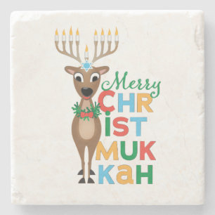 Fröhliche Christmukkah-Rentiere Steinuntersetzer