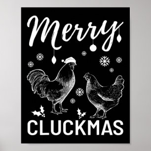 Fröhliche Cluckmas Lustiges Weihnachten Xmas Huhn Poster