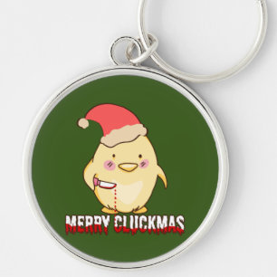 Fröhliche Cluckmas, Lustiges Weihnachts Huhn Schlüsselanhänger