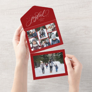 Fröhliche Collage elegante rote Weihnachtsferien A All In One Einladung