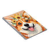 Fröhliche Corgi-Hundekrone aus Gänseblumen und Son Notizblock (Rechte Seite)