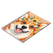 Fröhliche Corgi-Hundekrone aus Gänseblumen und Son Notizblock (Linke Seite)