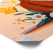 Fröhliche Corgi-Hundekrone aus Gänseblumen und Son Poster (Ecke)