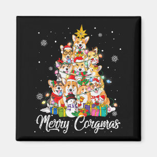 Fröhliche Corgmas Corgi Weihnachtsbaum Lichterfee  Magnet