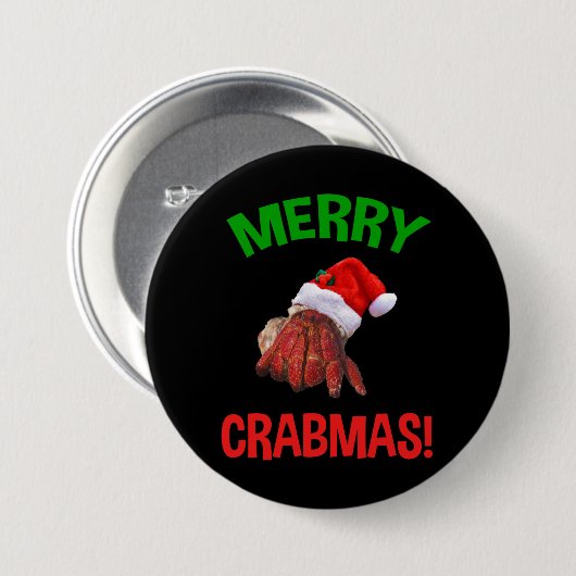 Fröhliche Crabmas! Funny Christmas Hermit Crab Lov Button (Vorne & Hinten)
