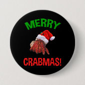 Fröhliche Crabmas! Funny Christmas Hermit Crab Lov Button (Vorderseite)