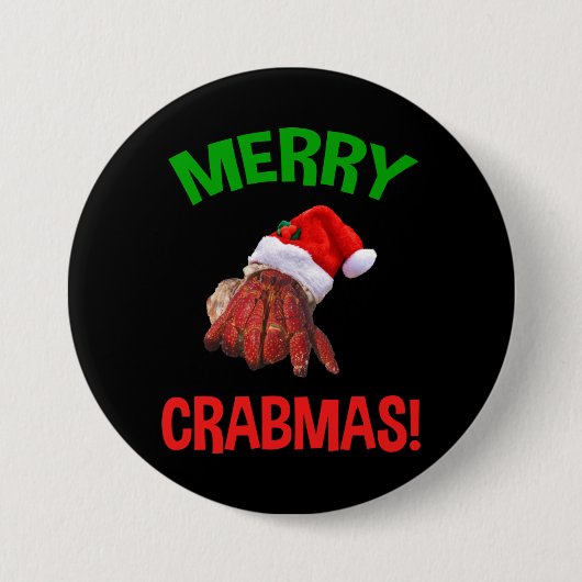 Fröhliche Crabmas! Funny Christmas Hermit Crab Lov Button (Vorderseite)