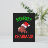 Fröhliche Crabmas! Funny Christmas Hermit Crab Lov Postkarte (Stehend Vorderseite)