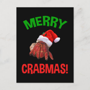 Fröhliche Crabmas! Funny Christmas Hermit Crab Lov Postkarte