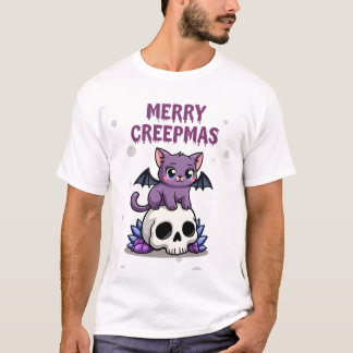 Fröhliche Creepmas-Katze Pastell-Goth-Weihnachten- T-Shirt