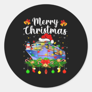 Fröhliche Cruisemas Weihnachtsbeleuchtung Santa Kr Runder Aufkleber