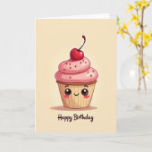 Fröhliche Cupcake-Geburtstagskarte Karte (Gelbe Blume)
