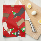 Fröhliche Dackeln Geschirrtuch (Viertel Falte)